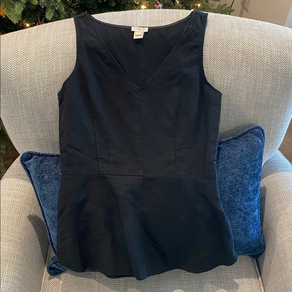 J. Crew Tops - J Crew Black Linen Peplum Top